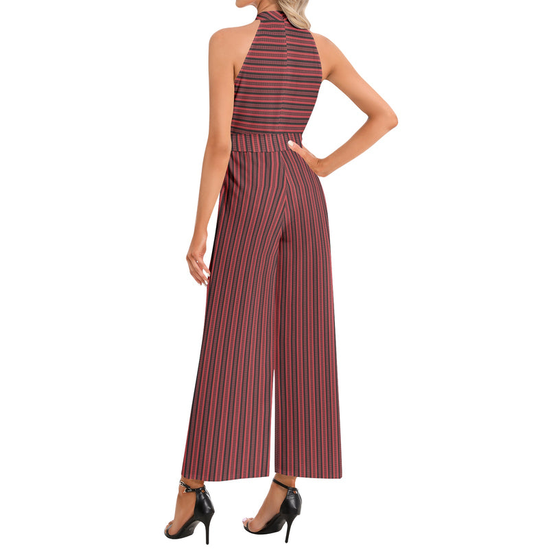 Halter Neck Buckle Belted Jumpsuit - Objet D'Art