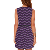 herringbone shades of purple print Eos Women's Sleeveless Dress (Model D01) - Objet D'Art