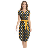 Polka dot Notched Neck Belted Dress - Objet D'Art