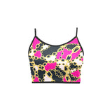 chained up 2 Women's Spaghetti Strap Crop Top (Model T67) - Objet D'Art