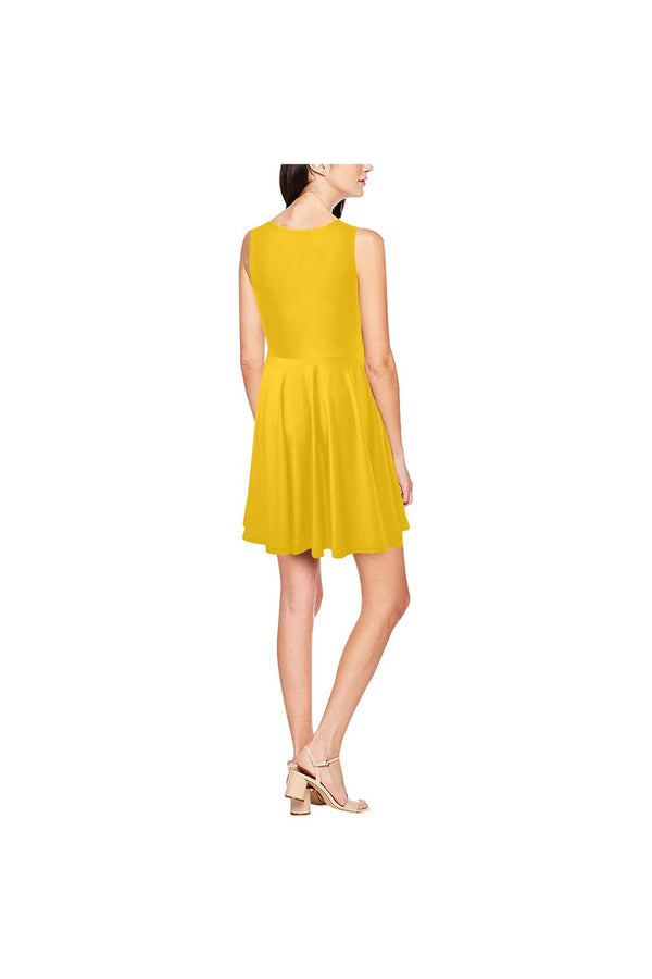 Golden Thea Sleeveless Skater Dress(Model D19) - Objet D'Art