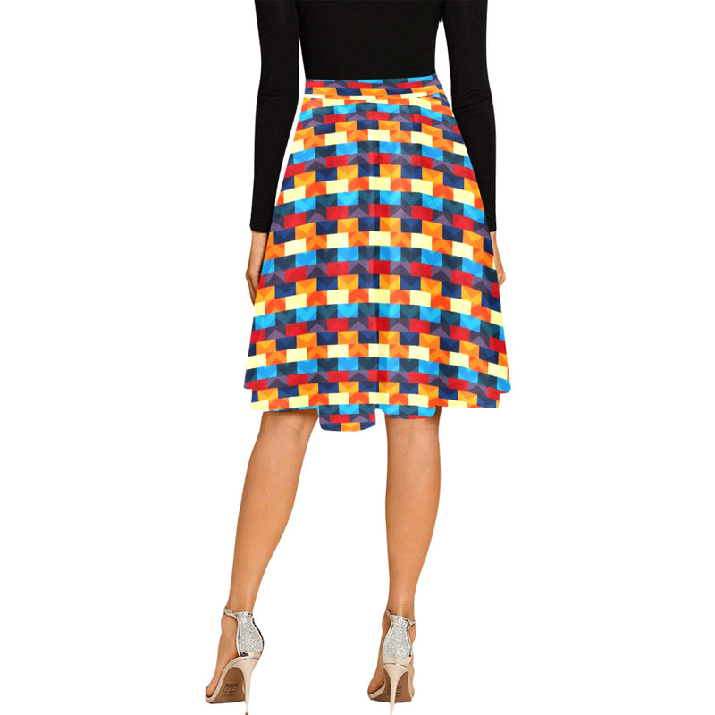 color scheme print 10 Melete Pleated Midi Skirt (Model D15) - Objet D'Art