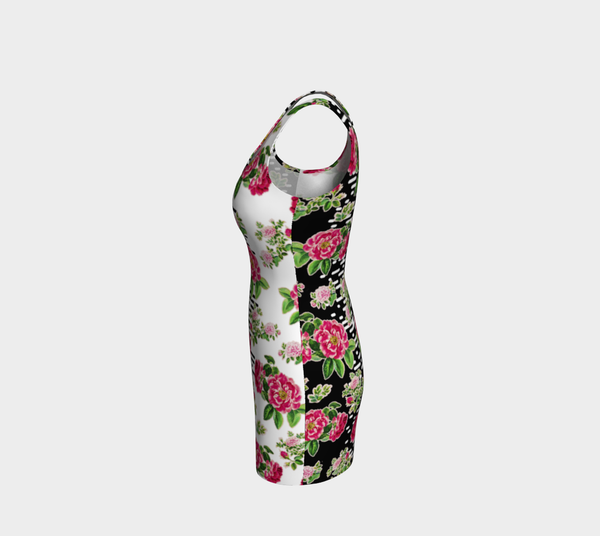 Two Tone Rosy Bodycon Dress - Objet D'Art