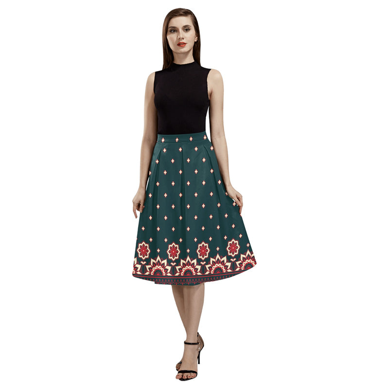 Floral Arabesque Mnemosyne Women's Crepe Skirt (Model D16) - Objet D'Art