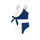 tex blue 2 Knot Side Bikini Swimsuit (Model S37) - Objet D'Art