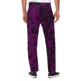 purple rose print 2 Men's All Over Print Casual Trousers (Model L68) - Objet D'Art