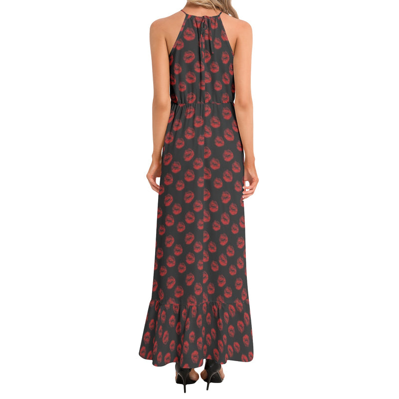 Ruffle Hem Halter Neck Maxi Dress - Objet D'Art