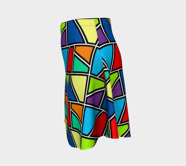 Painted Window Pane Flare Skirt - Objet D'Art