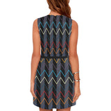 gray black herringbone polycolored Eos Women's Sleeveless Dress (Model D01) - Objet D'Art