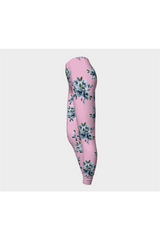 Blue Floral On Pressed Rose Premium Leggings - Objet D'Art