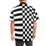 black 2 9k Men's Stand-Up Collar Short Sleeve Shirt - Objet D'Art