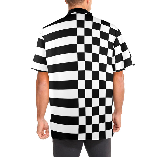 black 2 9k Men's Stand-Up Collar Short Sleeve Shirt - Objet D'Art