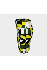 Green Abstract Fitted Skirt - Objet D'Art