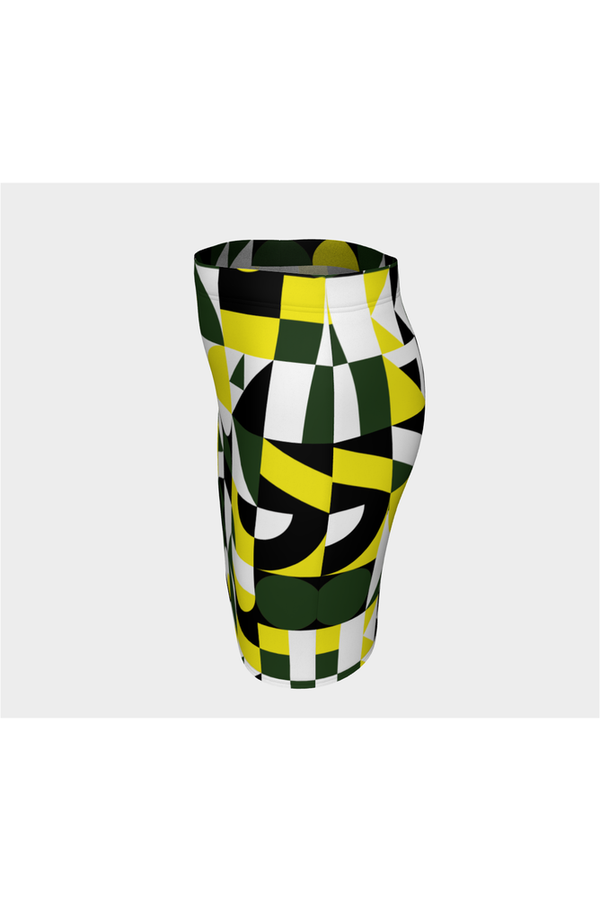 Green Abstract Fitted Skirt - Objet D'Art