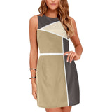 earthtone regional print Eos Women's Sleeveless Dress (Model D01) - Objet D'Art