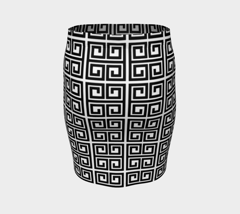 Greek Key Fitted Skirt - Objet D'Art