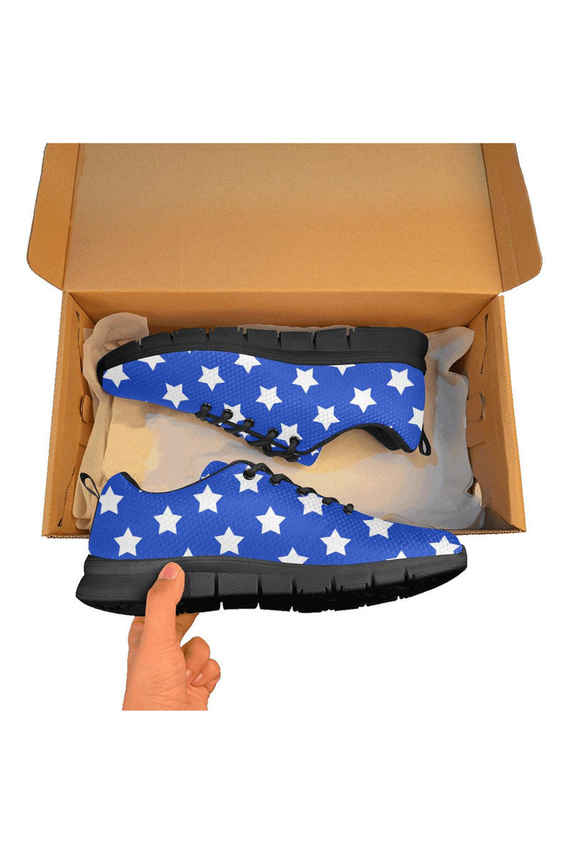 Stars On Blue Women's Breathable Running Shoes (Model 055) - Objet D'Art