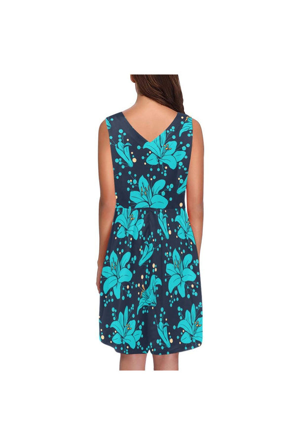 Botany in Blue Chryseis Sleeveless Pleated Dress - Objet D'Art