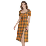Puff Sleeve Split Thigh Midi Dress - Objet D'Art