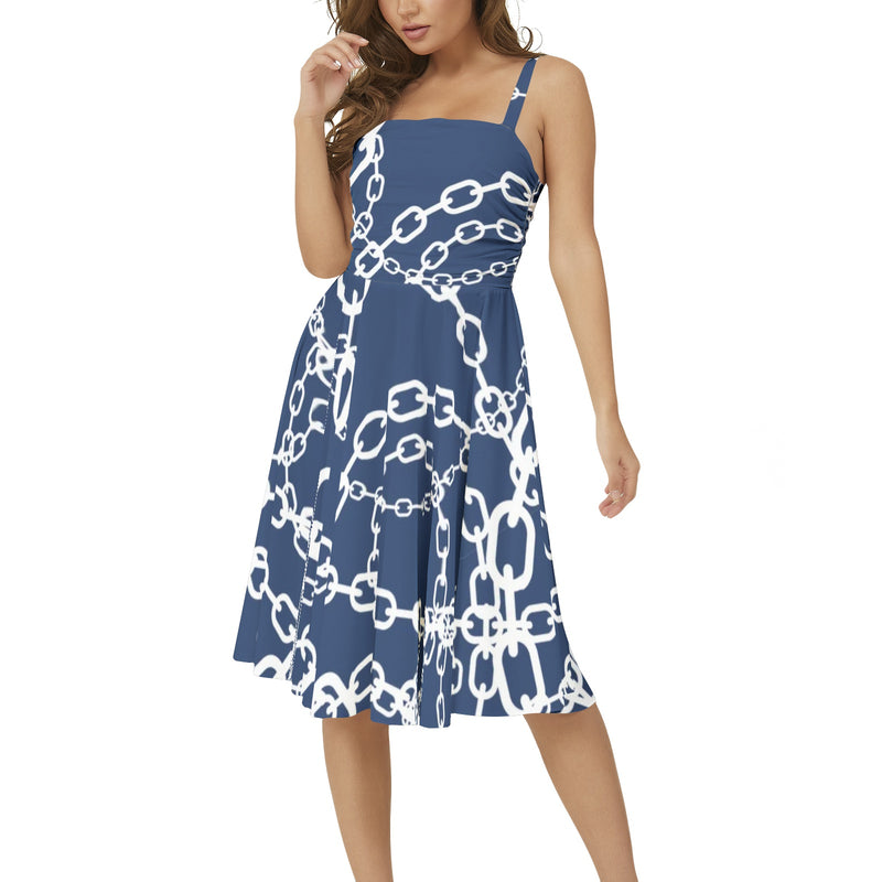 Andromeda Sleeveless Square Neck Flare Hem Midi Dress - Objet D'Art