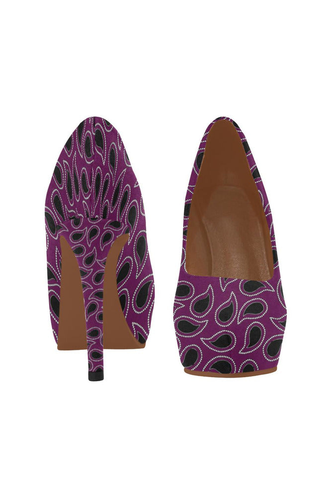 Plum Paisley Women's High Heels - Objet D'Art Online Retail Store