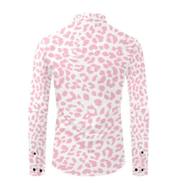 Pink Leopard Casual Dress Shirt - Objet D'Art