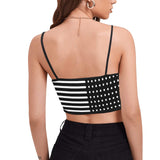 two tone bw striped dots print 2 Women's Spaghetti Strap Crop Top (Model T67) - Objet D'Art