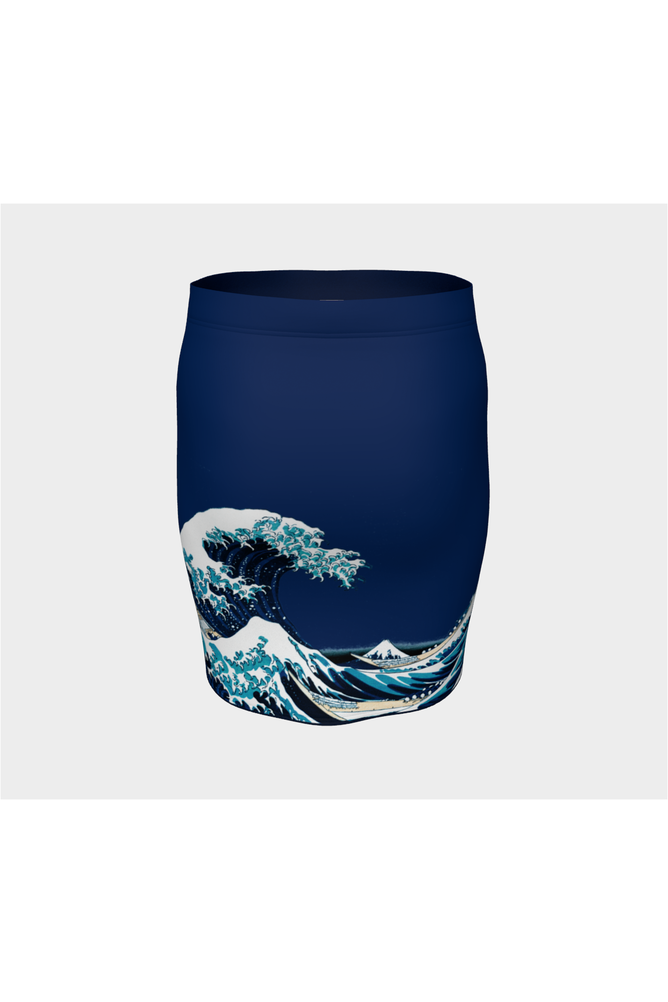 Great Wave Off Kanagawa Fitted Skirt - Objet D'Art