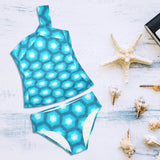 hexa sexy print 2 Women's One Shoulder Backless Swimsuit (Model S44) - Objet D'Art