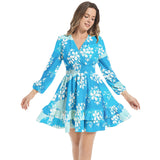 Long Sleeve Tiered Ruffle Hem Elastic Waist Mini Dress - Objet D'Art
