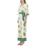 Summertime Collage Dolman Sleeve Belted Wide Leg Jumpsuit - Objet D'Art