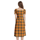 Puff Sleeve Split Thigh Midi Dress - Objet D'Art