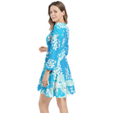 Long Sleeve Tiered Ruffle Hem Elastic Waist Mini Dress - Objet D'Art