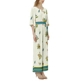 Summertime Collage Dolman Sleeve Belted Wide Leg Jumpsuit - Objet D'Art