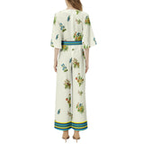 Summertime Collage Dolman Sleeve Belted Wide Leg Jumpsuit - Objet D'Art