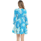 Long Sleeve Tiered Ruffle Hem Elastic Waist Mini Dress - Objet D'Art