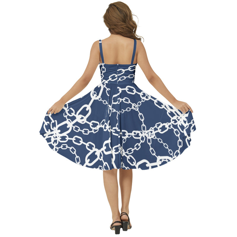 Andromeda Sleeveless Square Neck Flare Hem Midi Dress - Objet D'Art