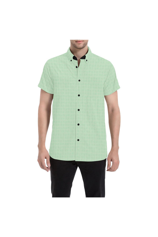 Lime Lattice Men's All Over Print Short Sleeve Shirt (Model T53) - Objet D'Art