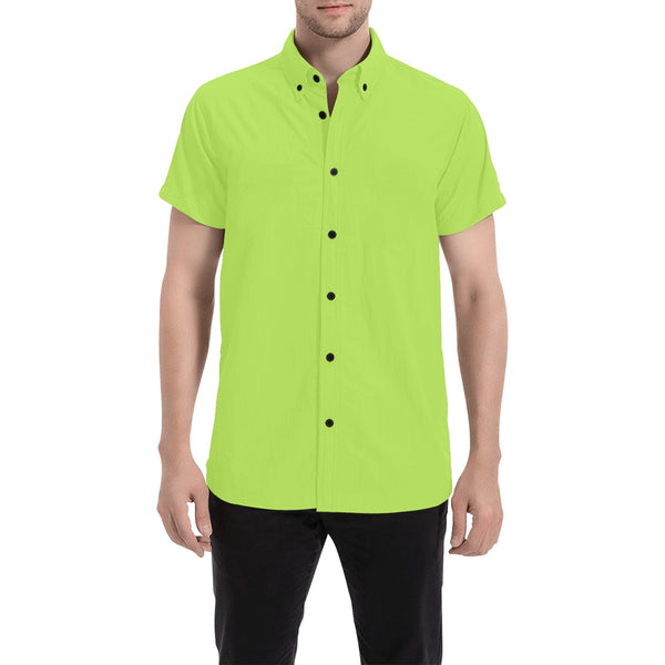 Lime Green Men's Short Sleeve Shirt - Model T53 - Objet D'Art