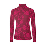 FB Roses in shades of burgundy print Women's All Over Print Mock Neck Sweatshirt (Model H43) - Objet D'Art