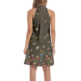 Tie Back Halter Neck Flared Dress