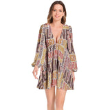 Essential Amino Acids Lantern Sleeve Deep V-Neck Short Dress - Objet D'Art