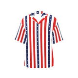 stars and stripes striped print 3 All Over Print Hawaiian Shirt for Women (Model T58) - Objet D'Art