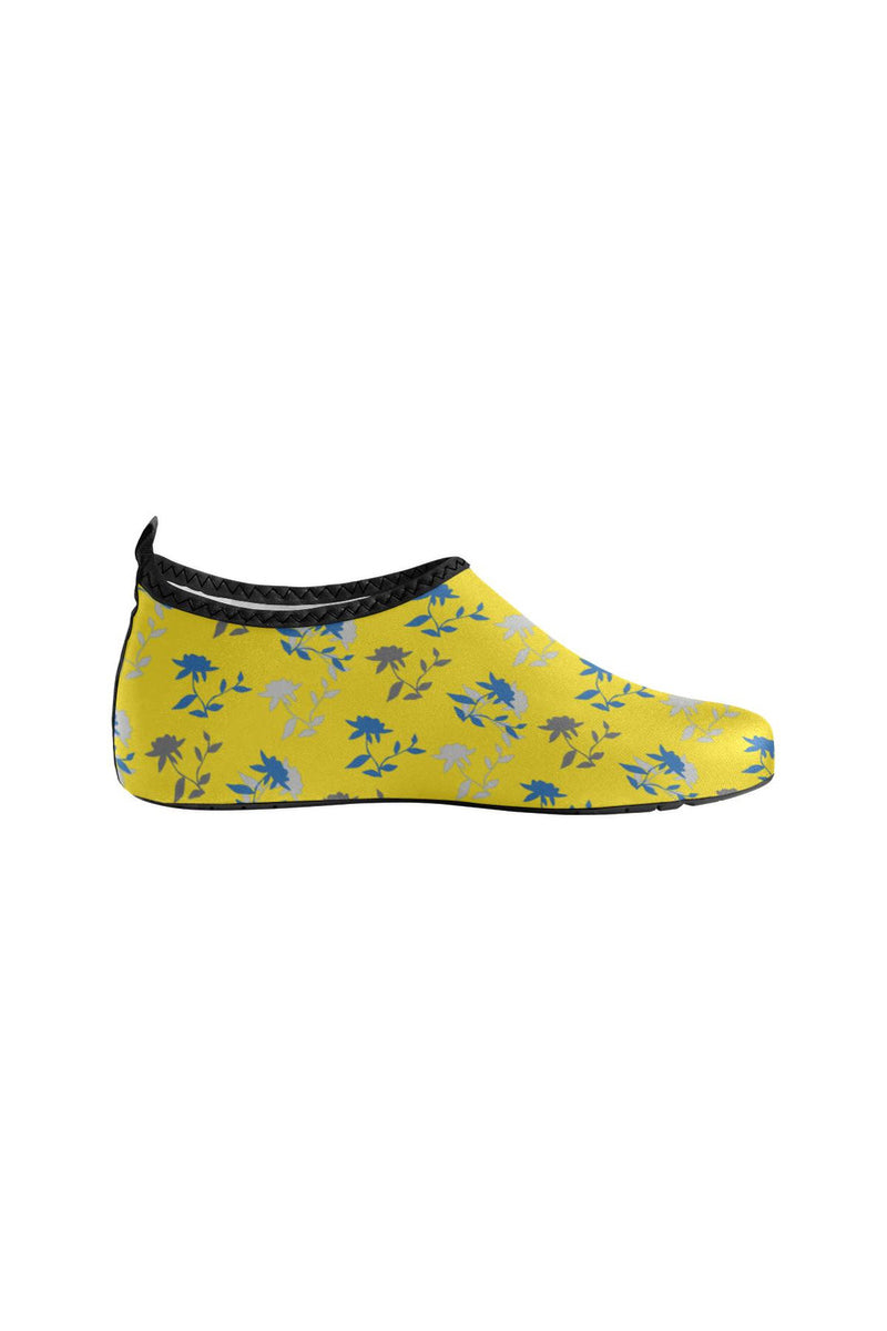 blueyellowgrayflora Women's Slip-On Water Shoes (Model 056) - Objet D'Art Online Retail Store