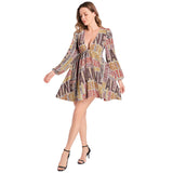 Essential Amino Acids Lantern Sleeve Deep V-Neck Short Dress - Objet D'Art