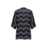 waves8 print Women's Kimono Chiffon Cover Up (Model H51) - Objet D'Art