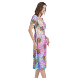 Puff Sleeve Split Thigh Midi Dress - Objet D'Art