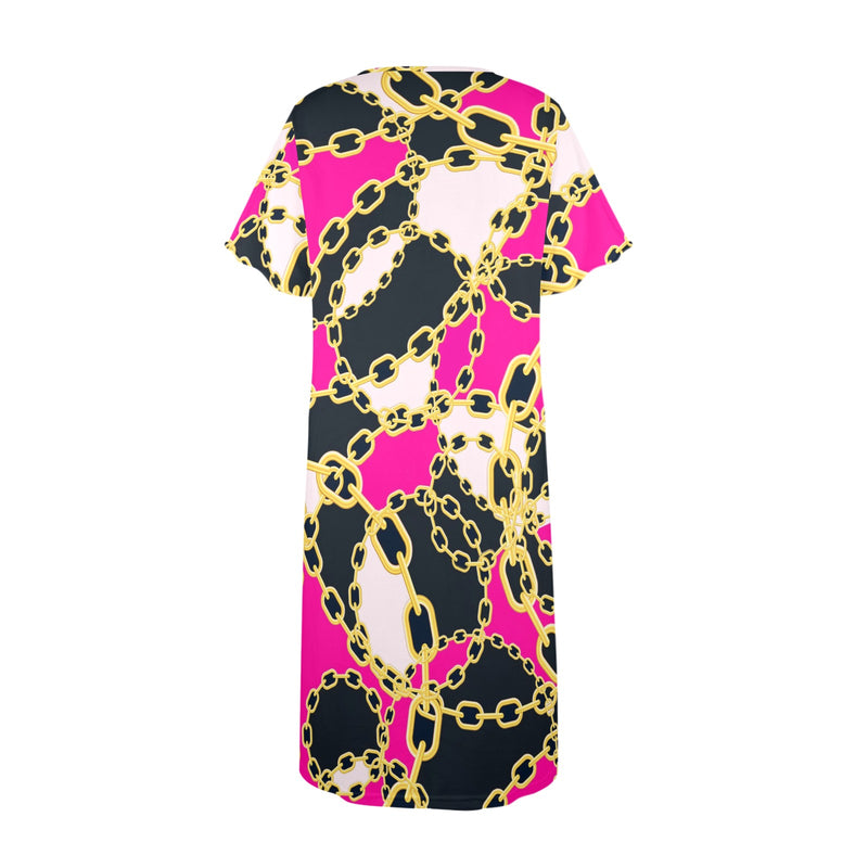 chained up 2 Women's Button Front House Dress - Objet D'Art