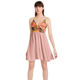 Roses by Henri Rousseau Spaghetti Strap Sleeveless Falred Hem Short Dress - Objet D'Art