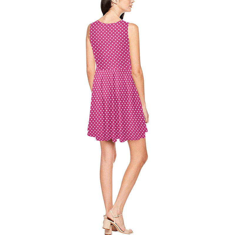 innuendo polka dot print Thea Sleeveless Skater Dress(Model D19) - Objet D'Art